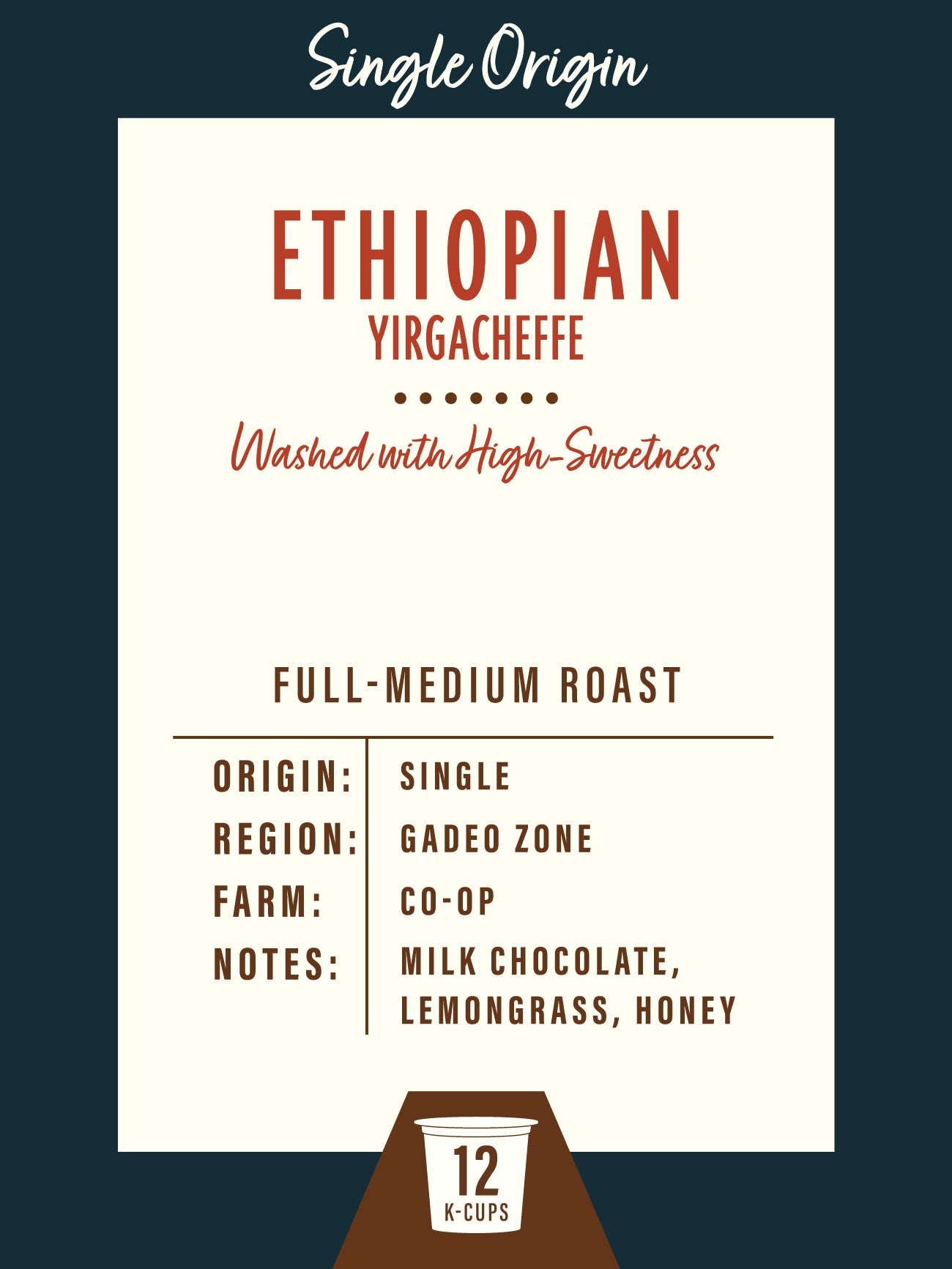 Ethiopian Yirgacheffe 12 K-Cups™ Charleston Coffee Exchange